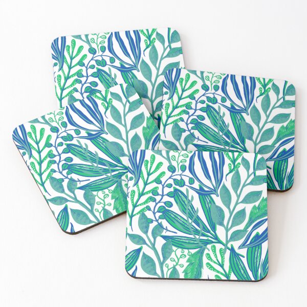 Item preview, Modern Botanical Leaf Pattern in Blue & Green – Nature-Inspired Floral Illustration designed and sold by DreamPixelPrint.