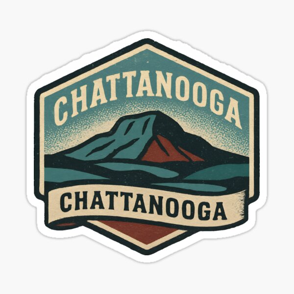 Chattanooga Lookout Mountain Retro Hexagon Patch – Vintage Civil War & River Palette Sticker