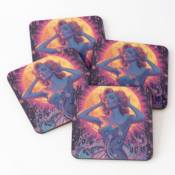 Item preview, 1960s Psychedelic Pin-Up Art | Vintage Blacklight Poster Style - Tie-Dye Moon & Mandala designed and sold by MissSaylor.