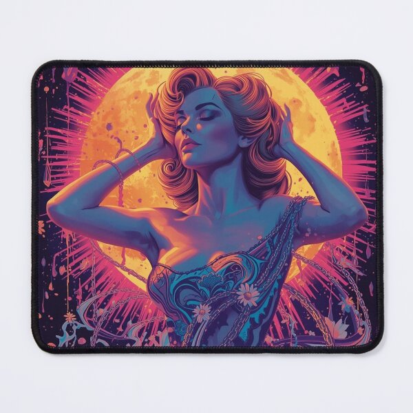 Item preview, 1960s Psychedelic Pin-Up Art | Vintage Blacklight Poster Style - Tie-Dye Moon & Mandala designed and sold by MissSaylor.