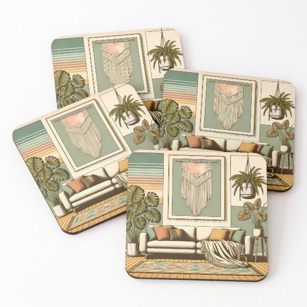 Item preview, Mid Century Modern Boho Lounge with Houseplants designed and sold by InkSmithery.