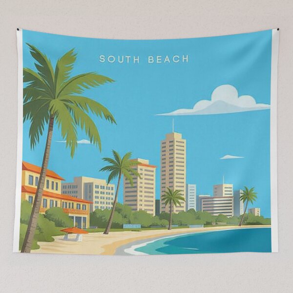 Item preview, Miami travel poster south beach vintage retro  designed and sold by Arctic frame studio.