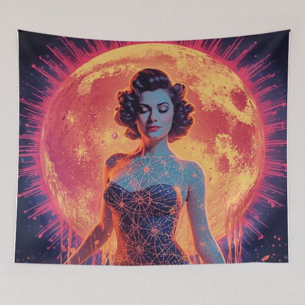 Item preview, 1970s Psychedelic Goddess Art | Vintage Blacklight Poster - Cosmic Rainbow & Sacred Geometry designed and sold by MissSaylor.