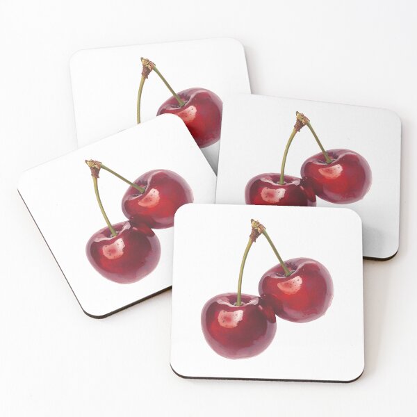 Item preview, Two Cherries Illustration, Minimal Fruit Art designed and sold by Moodune.