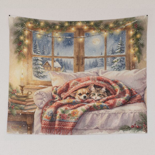 Item preview, Dog and Cat Relaxing on Couch designed and sold by M-Y-A-R-T-.