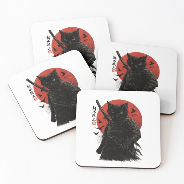 Item preview, Dark Samurai Cat Bushido Warrior Katana Red Sun Art designed and sold by flagylART.