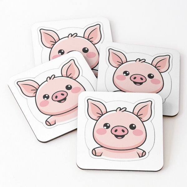Item preview, Cute Kawaii Pig Face Sticker - Chibi Pink Piggy designed and sold by MiniPrintMagic.