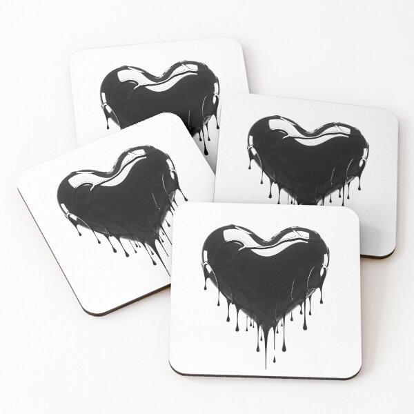 Item preview, Melting Black Liquid Heart - Gothic Anti-Valentine Art designed and sold by Dakson Design - Fantasy Art.