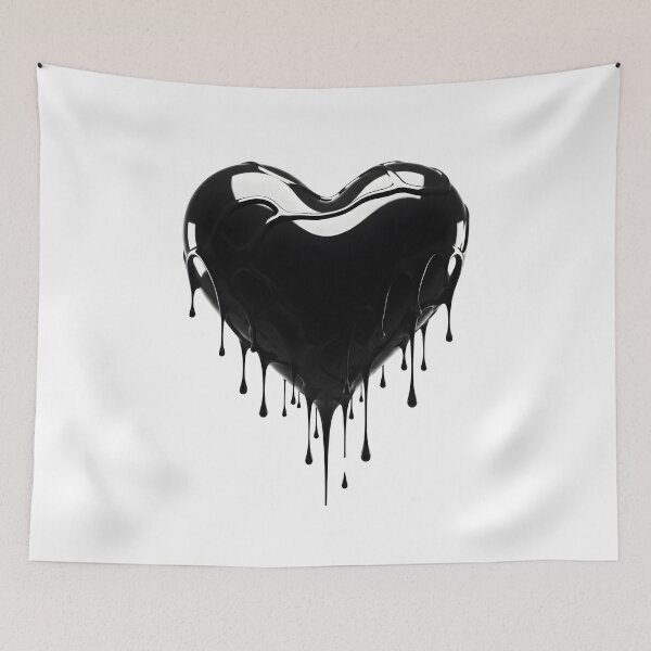 Item preview, Melting Black Liquid Heart - Gothic Anti-Valentine Art designed and sold by Dakson Design - Fantasy Art.