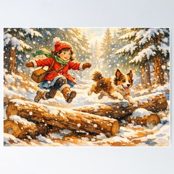 Item preview, Jumping Over Logs with a Dog designed and sold by M-Y-A-R-T-.