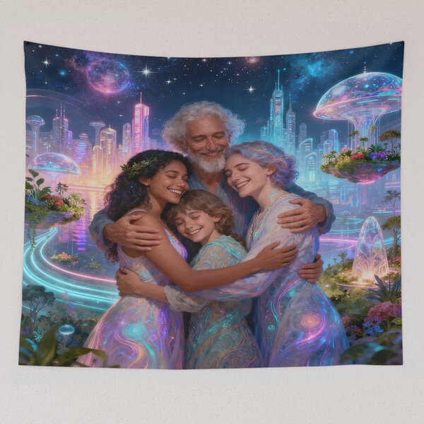 Item preview, Futuristic Reunion Moment with Neon Lights, starlit Domes and a touch of emotional Urban Magic designed and sold by FotoworldEdel.