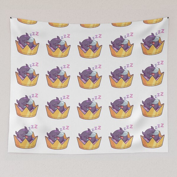 Item preview, Zot the Sleepy Tiny Demon: Napping in Crown with Snot Bubble (Kawaii Sticker) designed and sold by ColorTheoryLab.