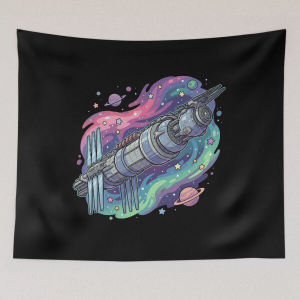 Item preview, Retro Sci-Fi Space Station Galaxy Art designed and sold by Fenay Designs.