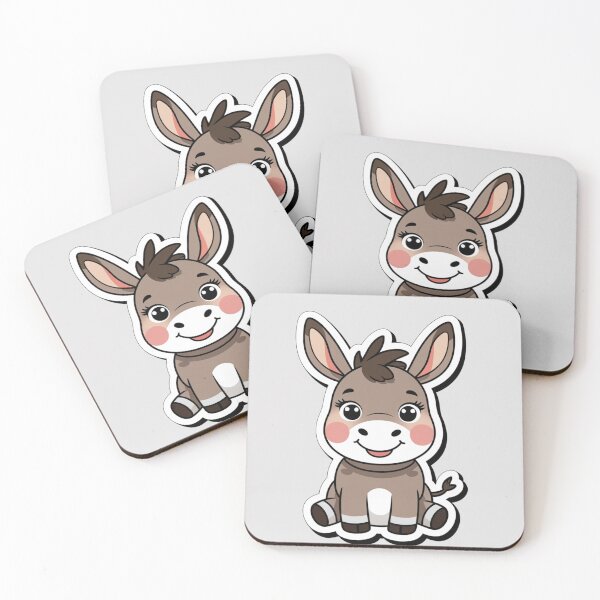 Item preview, Cute Kawaii Donkey Sticker - Chibi Smiling Donkey designed and sold by MiniPrintMagic.