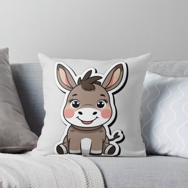 Item preview, Pegatina de burro kawaii - Burro sonriente chibi designed and sold by MiniPrintMagic.