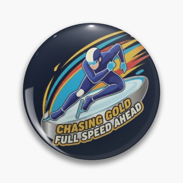 Item preview, Chasing Gold – Full Speed Ahead | Winter Skating Competition Art designed and sold by Blaze & Trail Creative.