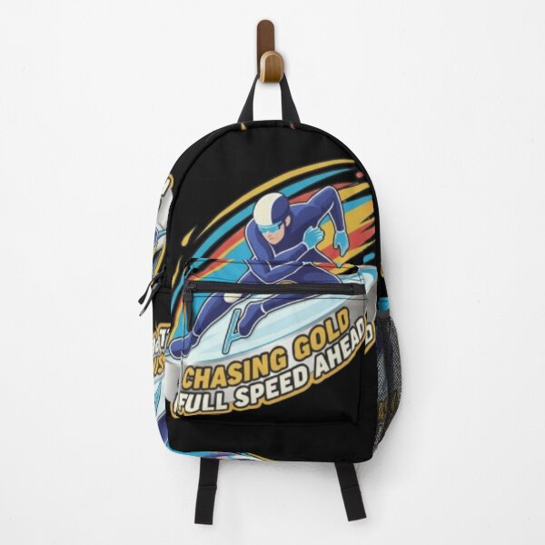Item preview, Chasing Gold – Full Speed Ahead | Winter Skating Competition Art designed and sold by Blaze & Trail Creative.
