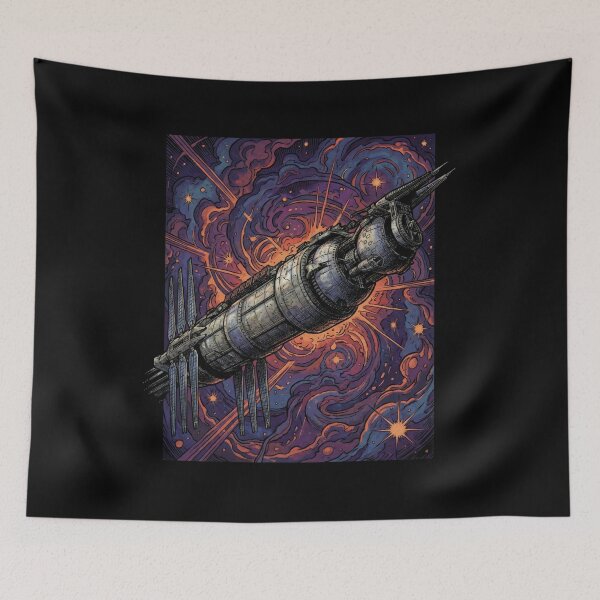 Item preview, Sci-Fi Space Station Comic Galaxy Art designed and sold by Fenay Designs.