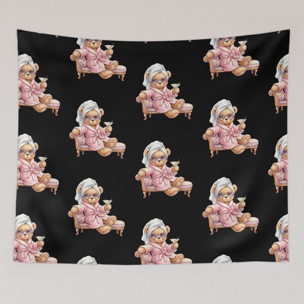 Item preview, Spa Day Teddy Bear Cute Self-Care Bear in Pink Robe designed and sold by metalsnak.