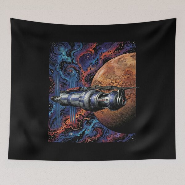 Item preview, Retro Sci-Fi Space Station Planet Art designed and sold by Fenay Designs.