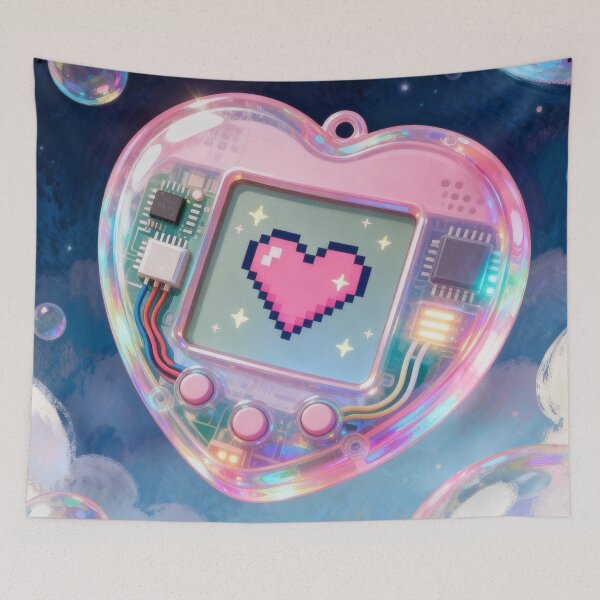 Item preview, Cyber Love Virtual Pet - Y2K Retro Translucent Heart designed and sold by HappySproutArt.