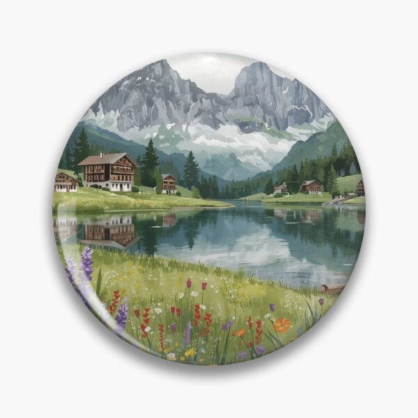 Artikelvorschau, Schweizer Berge mit Blumen entworfen und verkauft von Anisha Vaz.