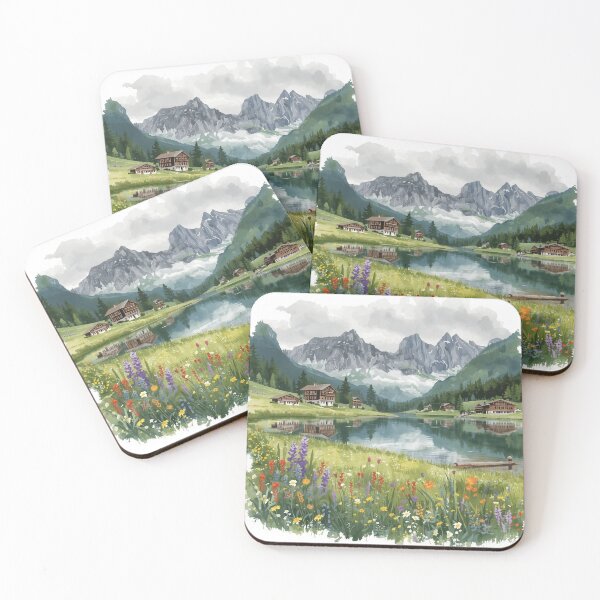 Artikelvorschau, Schweizer Berge mit Blumen entworfen und verkauft von Anisha Vaz.