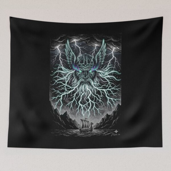 Item preview, Thor Norse Thunder God Art | Viking Lightning Storm Print designed and sold by Epick7.