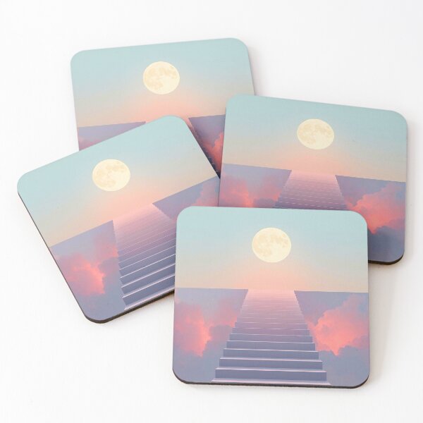 Item preview, Stairway to the Moon: Surreal Pastel Clouds and Celestial Path Wall Art designed and sold by Cozyartsss.