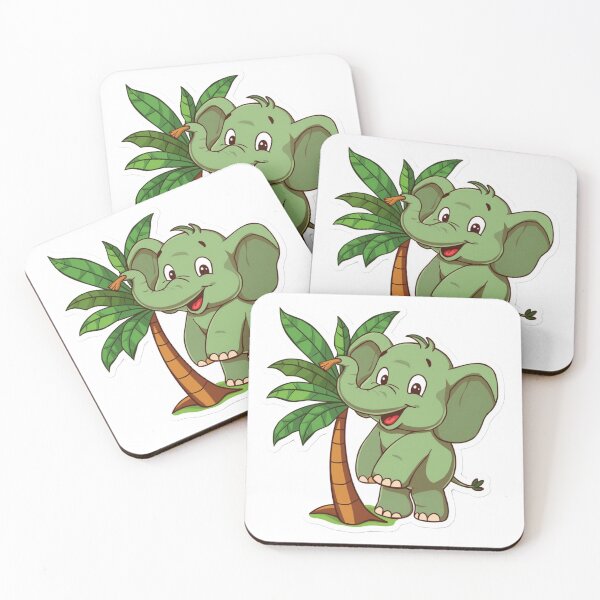 Item preview, Cartoon green Elephant enjoying near a banana tree designed and sold by MagicMaker1984.
