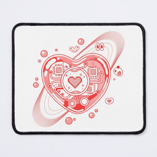 Item preview, Cyber-Pop Heart Circuit - Red & White Y2K Vector Art designed and sold by HappySproutArt.