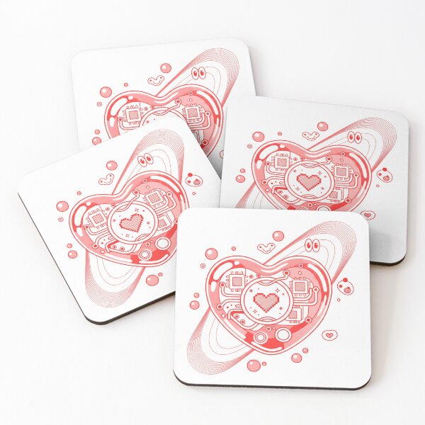 Item preview, Cyber-Pop Heart Circuit - Red & White Y2K Vector Art designed and sold by HappySproutArt.