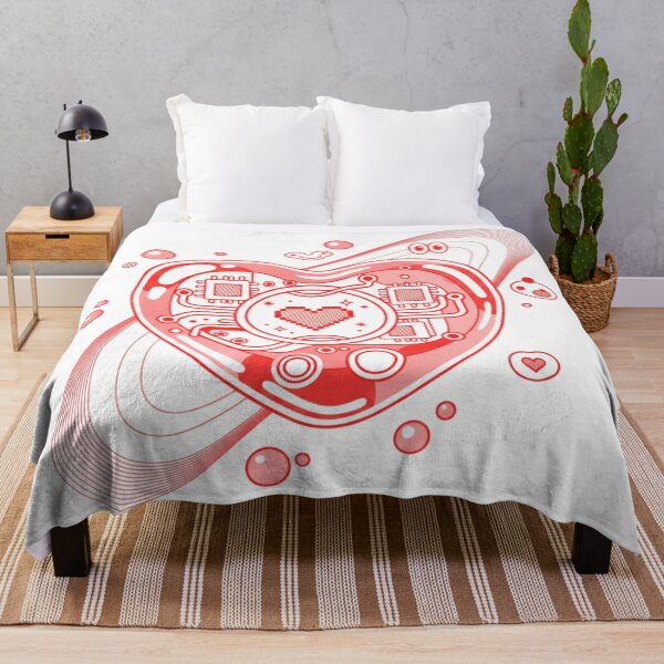 Item preview, Cyber-Pop Heart Circuit - Red & White Y2K Vector Art designed and sold by HappySproutArt.