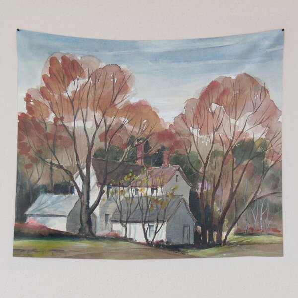Item preview, Fall Trees with a House designed and sold by palmprints.