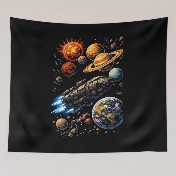 Item preview, Sci-Fi Spaceship Solar System Art designed and sold by Fenay Designs.