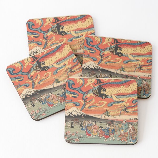 Item preview, Edo Period Koinobori Kite Festival - Vibrant Ukiyo-e Sunset Art designed and sold by Vandy Fullam.