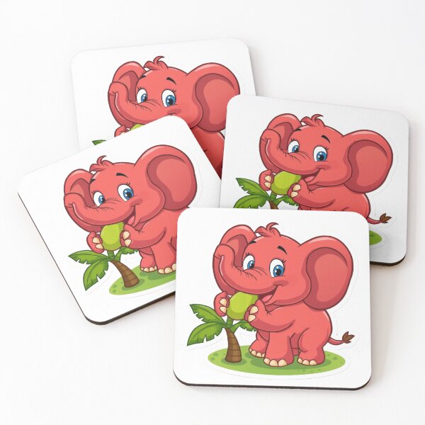 Item preview, Cartoon red Elephant enjoying near a banana tree designed and sold by MagicMaker1984.