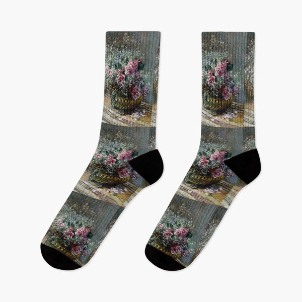 Item preview, Fleurs Dans Un Pot Roses Et Brouillard by Claude Monet: Impressionist Floral Poster designed and sold by artofuniverse.