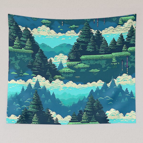 Item preview, Nostalgic Pixel Art Gaming Landscape | 90s Retro Pattern designed and sold by casaloomaria.