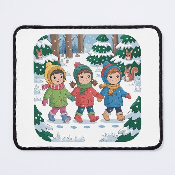 Item preview, A group of children walks through the forest in winter designed and sold by desinganddecor.