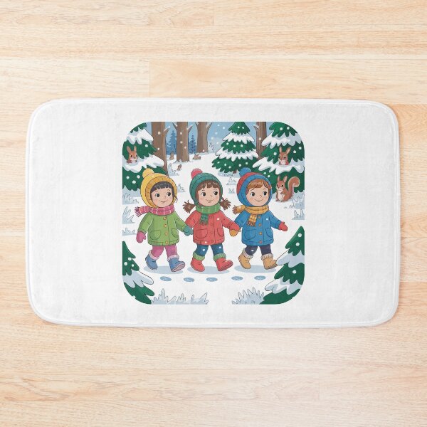 Item preview, A group of children walks through the forest in winter designed and sold by desinganddecor.