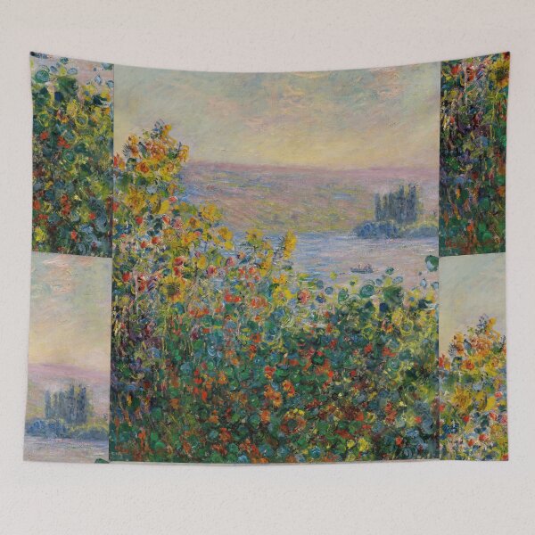 Item preview, Flower Beds at Vetheuil by Claude Monet: Luminous Impressionist Garden Poster designed and sold by artofuniverse.