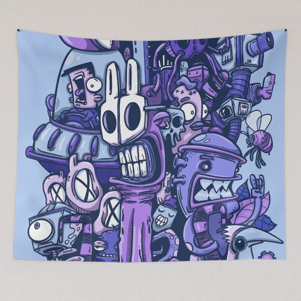 Item preview, Purple Chaos: A surreal jumble of monsters, robots, and graffiti designed and sold by manuvila.