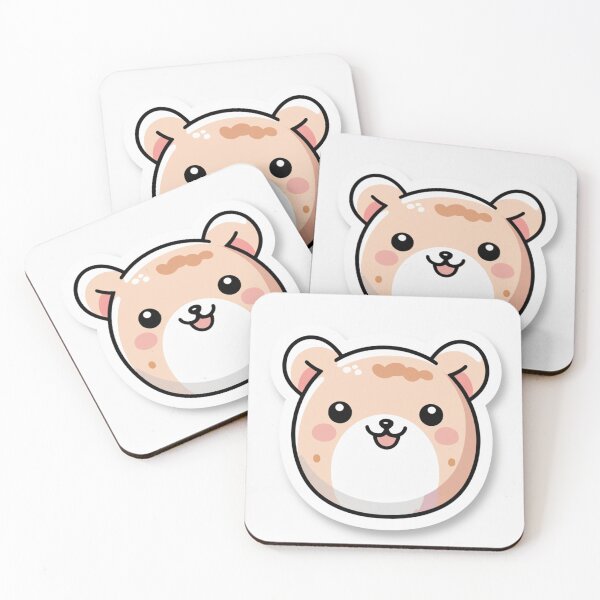 Item preview, Cute Kawaii Bear Face Sticker - Chibi Happy Bear designed and sold by MiniPrintMagic.