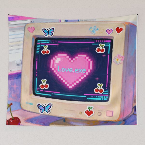 Item preview, Love.exe Nostalgic Desktop - Retro Y2K Painterly Art Heart designed and sold by HappySproutArt.