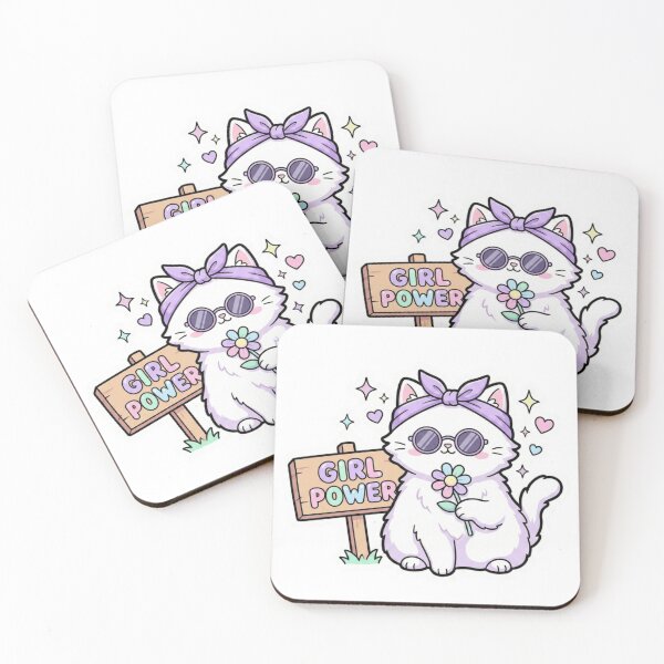 Item preview, Girl Power - Cute Sassy Cat with Sunglasses & Flower designed and sold by GemajoStudio.