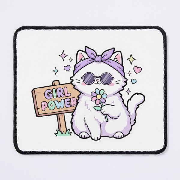 Item preview, Girl Power - Cute Sassy Cat with Sunglasses & Flower designed and sold by GemajoStudio.