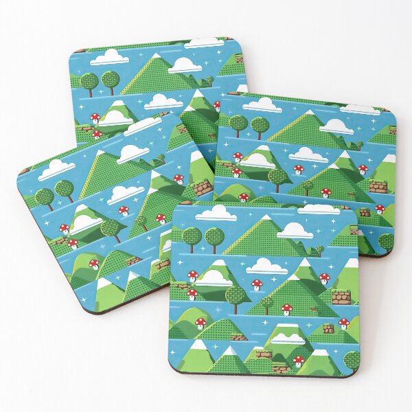 Item preview, Retro 8-Bit Mountain Landscape | Y2K Gaming Aesthetic Pattern designed and sold by casaloomaria.