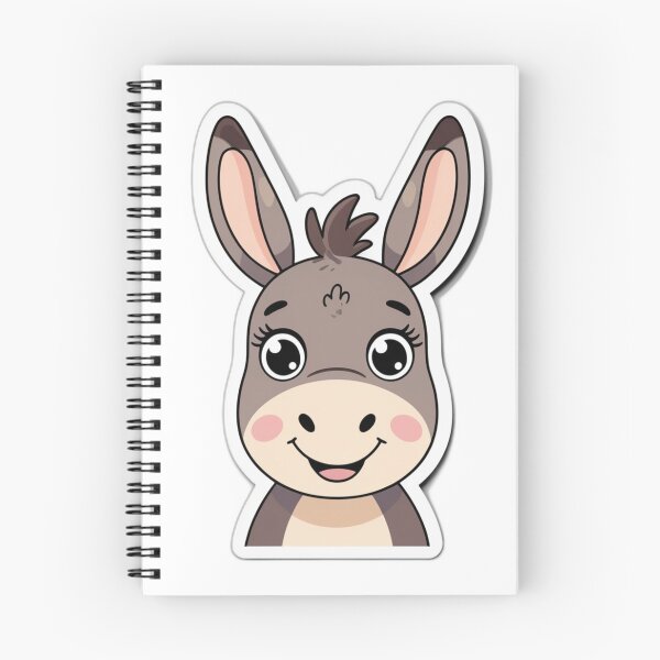 Aperçu de l'œuvre Autocollant mignon âne kawaii – Illustration adorable d'animal de dessin animé créée et vendue par MiniPrintMagic.