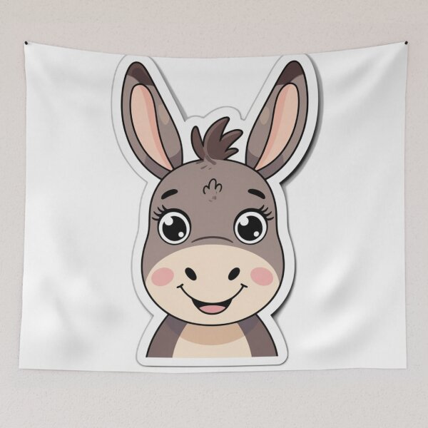 Item preview, Cute Kawaii Donkey Sticker – Adorable Cartoon Animal Illustration designed and sold by MiniPrintMagic.